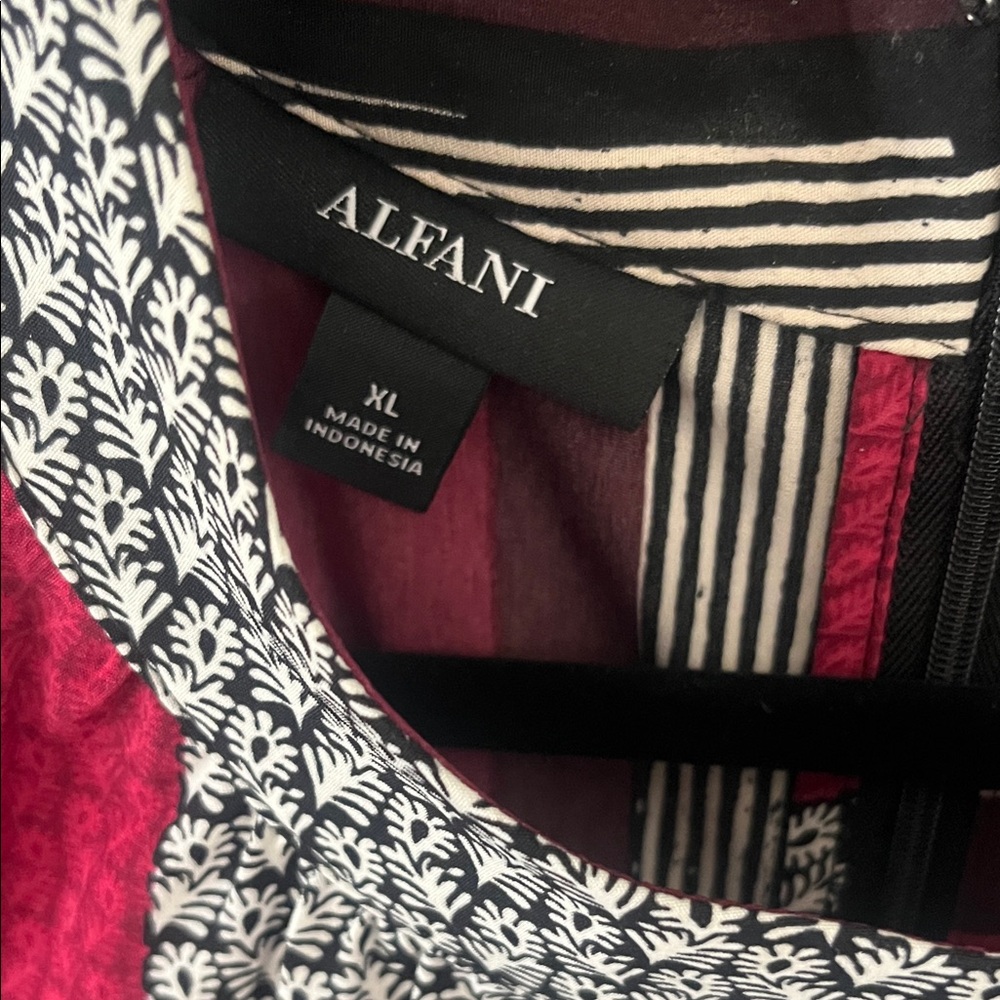 Alfani red, burgundy,Black Striped Blouse - Picture 2 of 7
